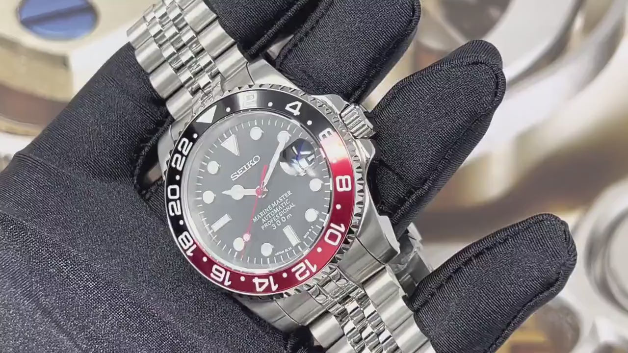 Seiko Coke - Stainless Steel Sport Watch | Custom Mod | Seiko Mod | Men's Watch | GMT | Watch Mod | Submariner | NH35 | Sapphire Crystal