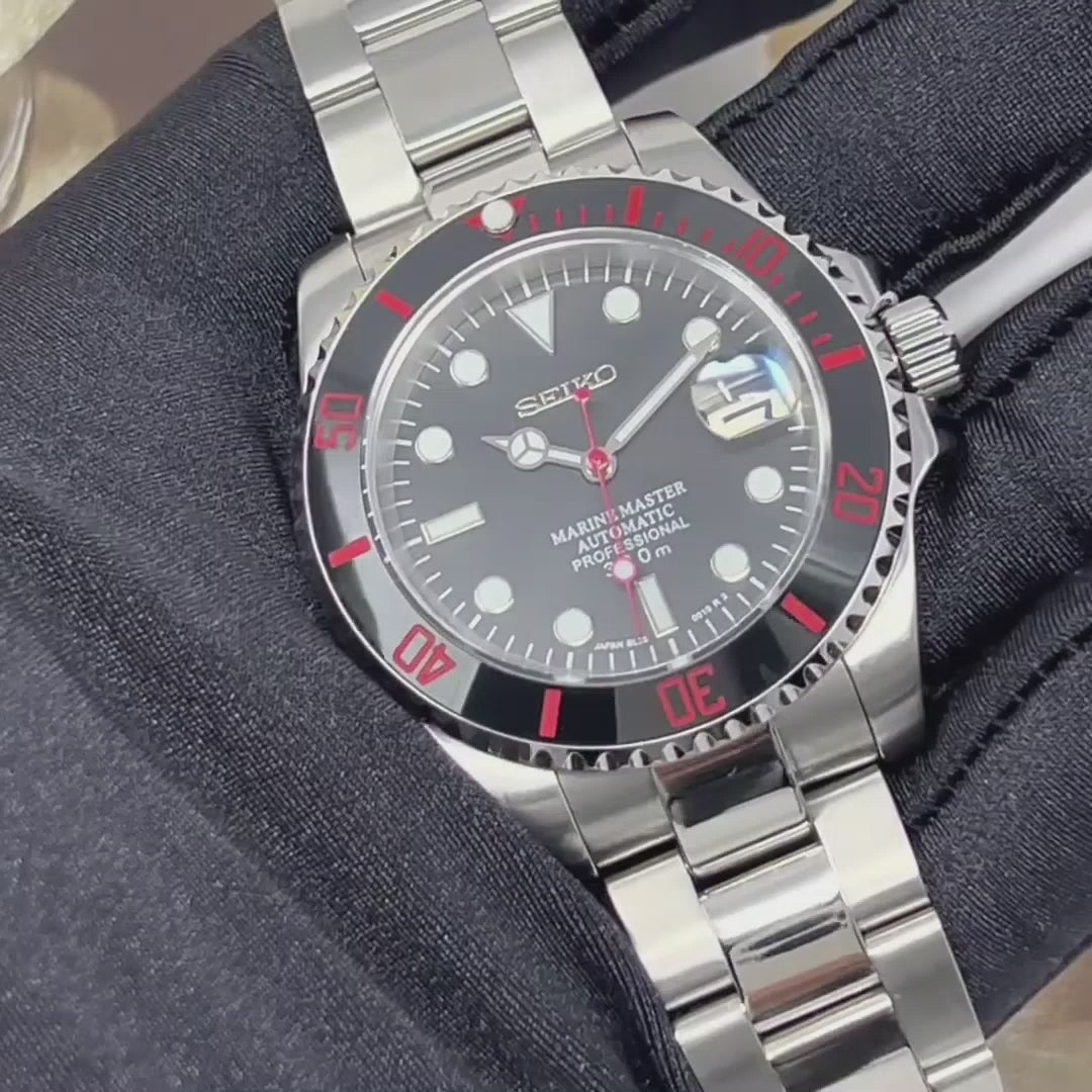 Custom Coke Zero Sub | Black Red Stainless Steel Mod | Seiko Mod