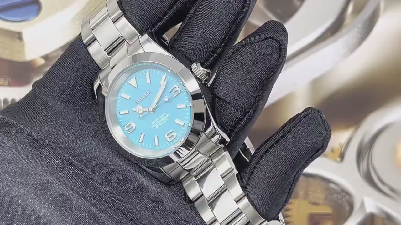 Seiko Explorer 39mm - Rare Tiffany Sky Blue - Stainless Steel - Automatic Watch - Custom Build - Ready to Ship!