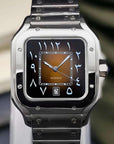Santos mod watch with arabic brown dial and stainless steel case
