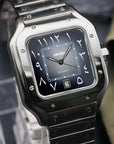Santos mod watch with gray black arabic dial and stainless steel case