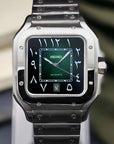 Santos mod watch with green arabic dial and stainless steel case
