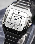 Santos mod watch with white arabic dial and stainless steel case