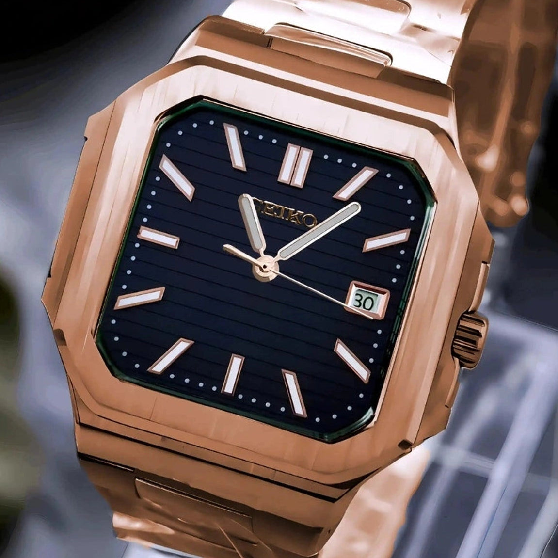 Black Dial with Rose gold band