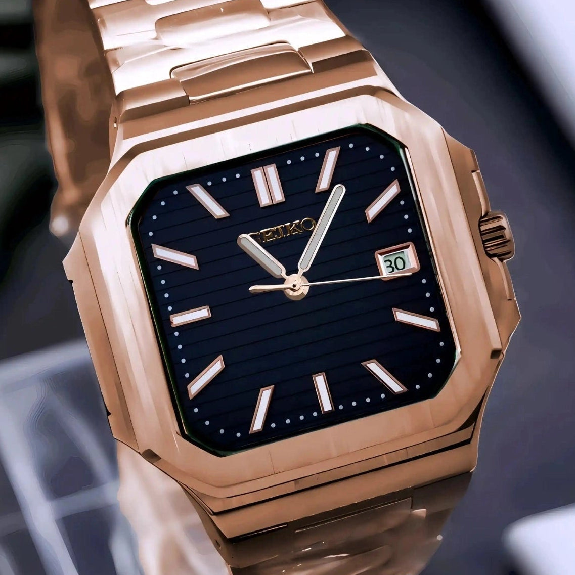 Black Dial with Rose gold band