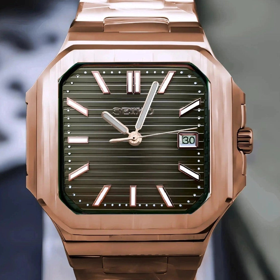 Olive Green Dial With Rose Gold Band