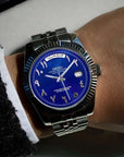 Dat date blue arabic dial with silver band