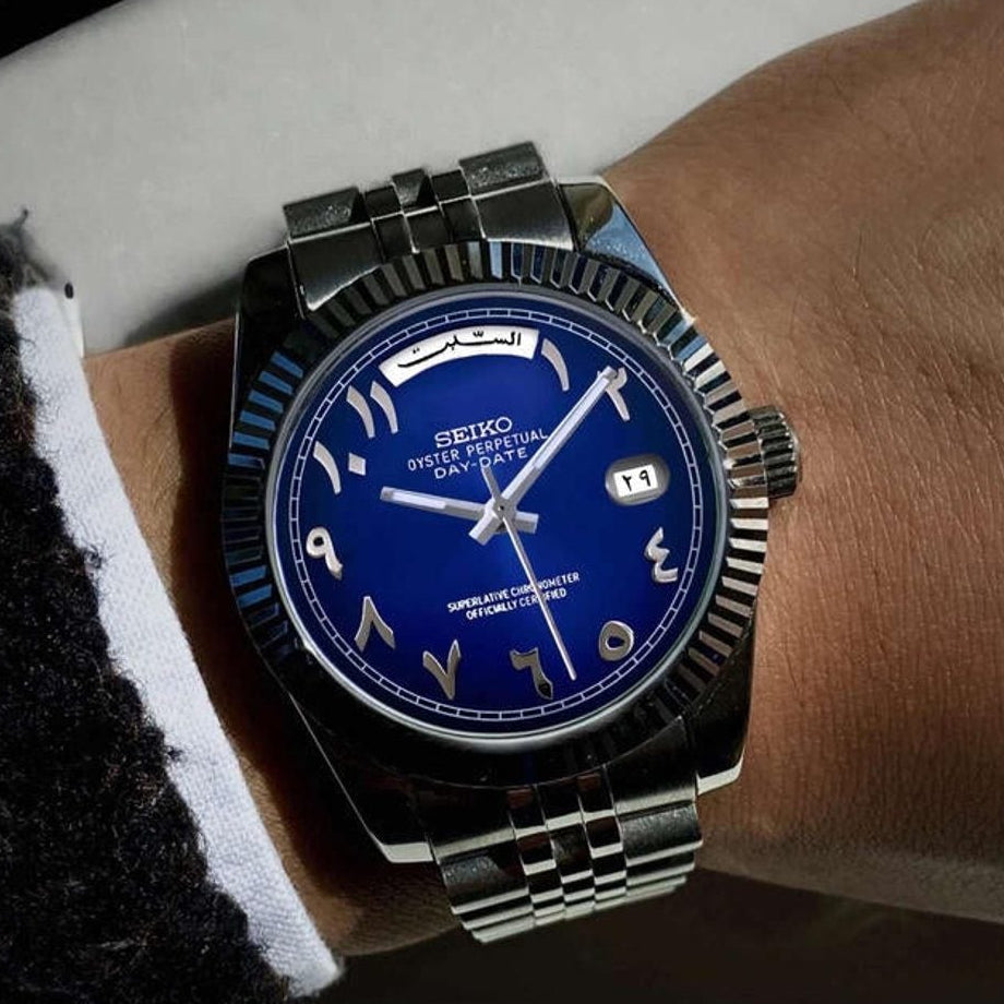 Dark Blue Arabic Dial with Silver Band