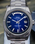 Day date Dark blue dial with silver band