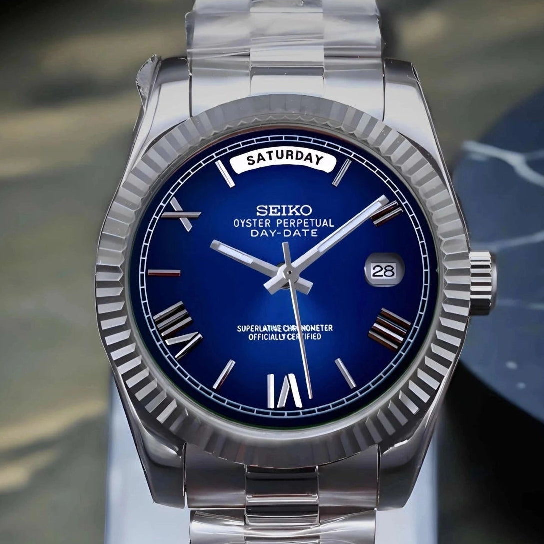 Dark Blue Roman Dial watch with Silver Band