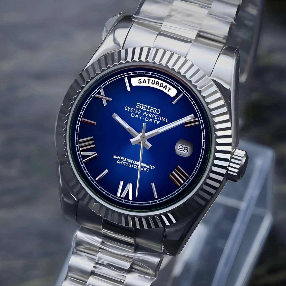 Dark Blue Roman Dial watch with Silver Band