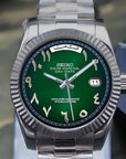 Day date Dark Green Arabic Dial with SIlver Band