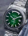 Day date Dark Green Dial With Silver Band