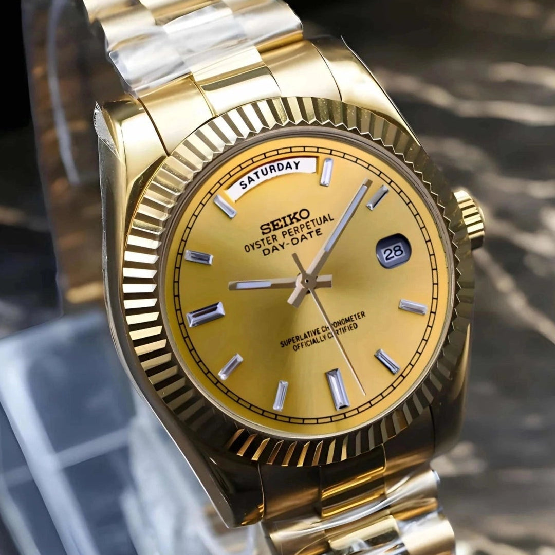 Gold Baguette dial with gold band