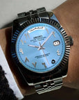 Day date Ice blue arabic dial with silver band