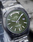 Day date Olive Green dial with Silver Band