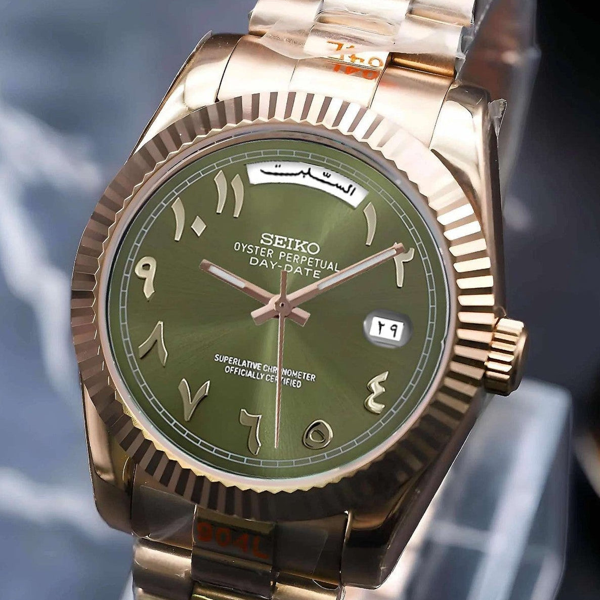 Olive Green Rose Gold Dial with Gold band