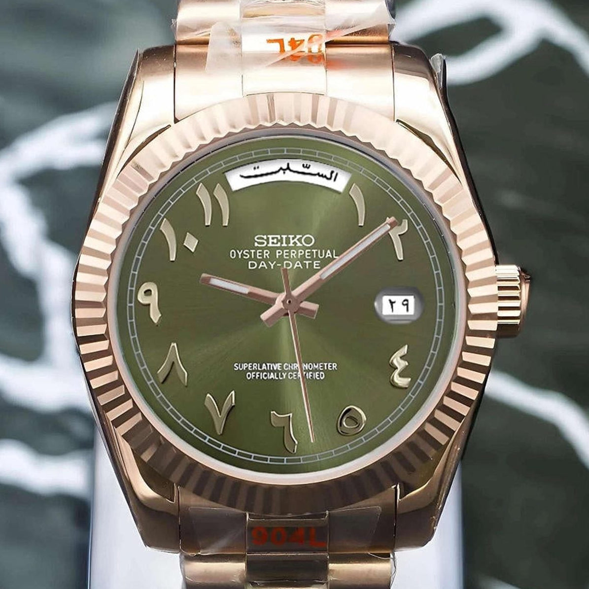 Olive Green Rose Gold Dial with Gold band