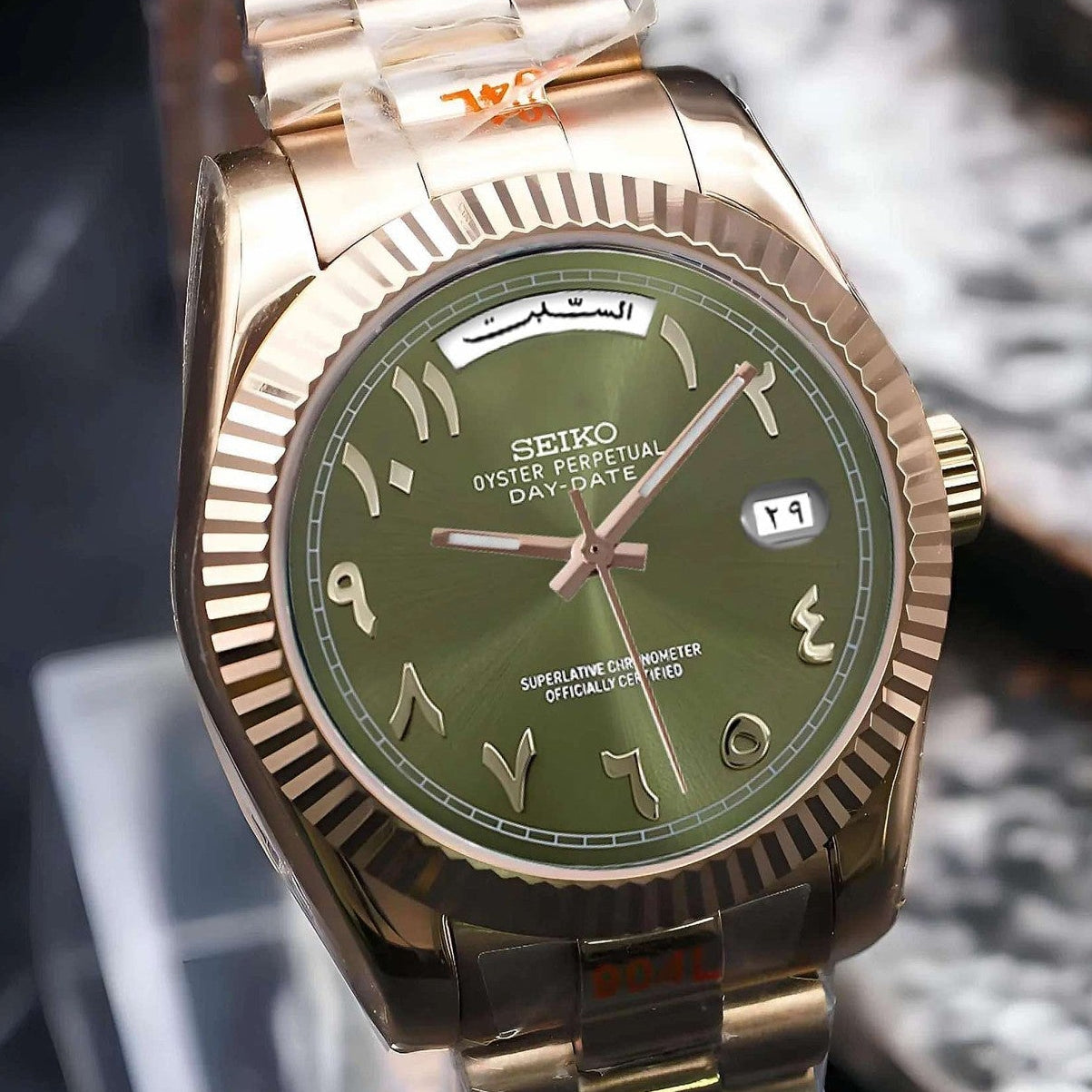 Olive Green Rose Gold Dial with Gold band