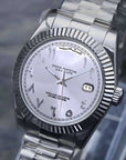 Day date white arabic dial with silver band