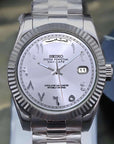 Day date white arabic dial with silver band