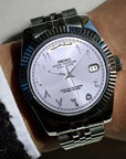 Day date white arabic dial with silver band