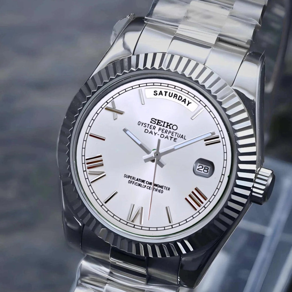 Day date White roman dial with silver band