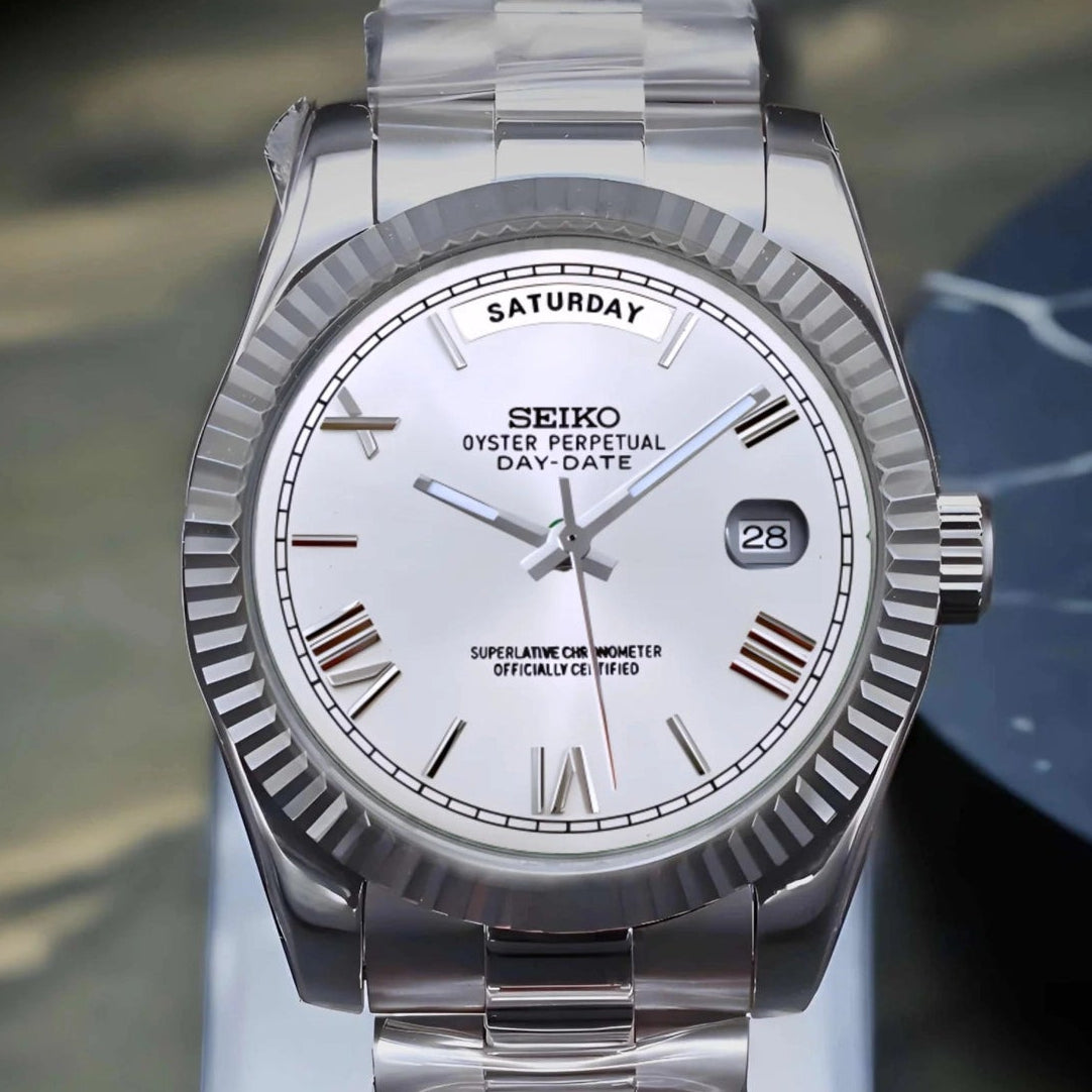 Day date White roman dial with silver band