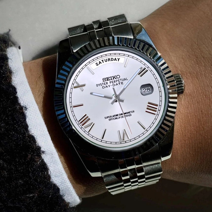 Day date White roman dial with silver band