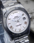 Day date White roman dial with silver band