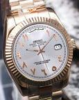White rose gold arabic dial with gold band