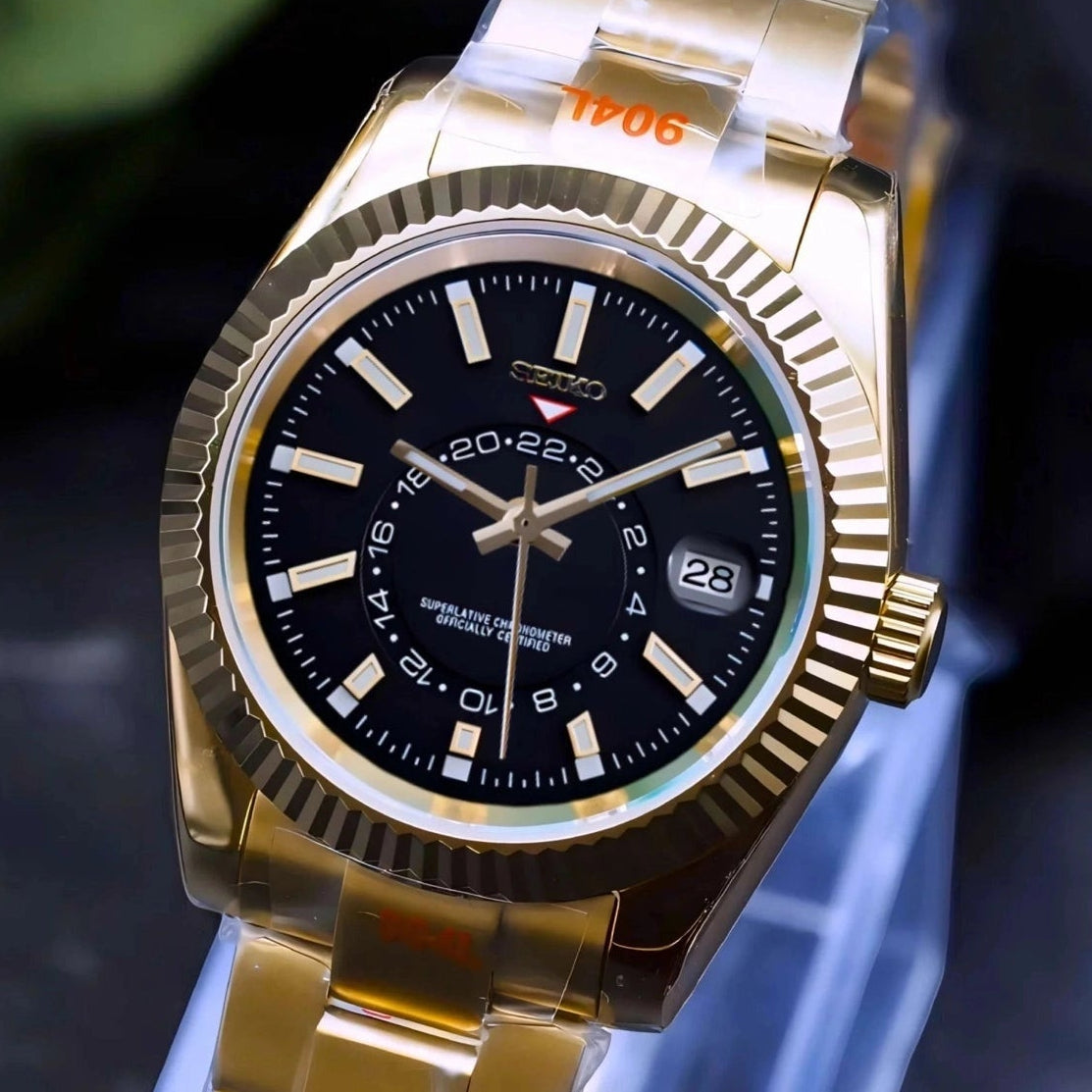 Black DIal with Gold Band