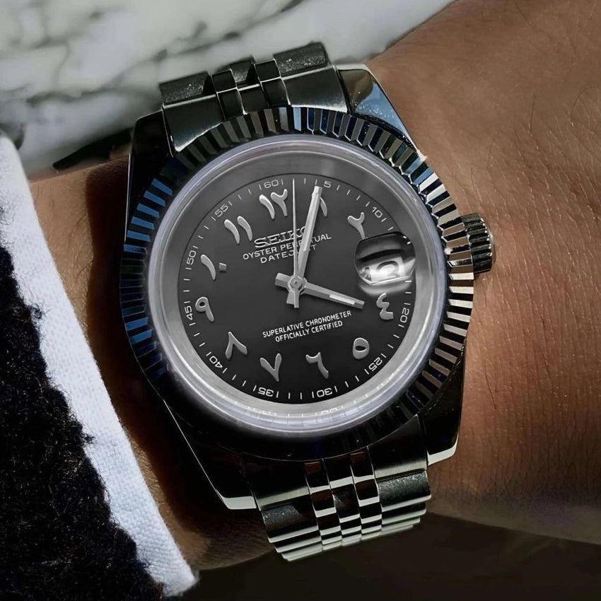 あ(´・ω・`)様ブラック36 Black Arabic Dial Custom DJ | Watch Mod | NH35 Automatic | Seiko Mod