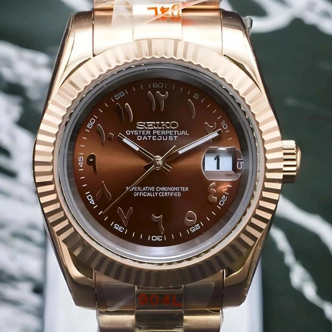 Rose Gold Arabic Brown Dail with Band