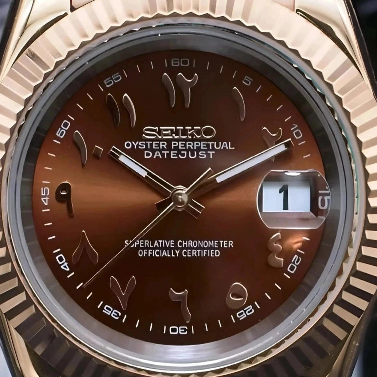 Rose Gold Arabic Brown Dail with Band