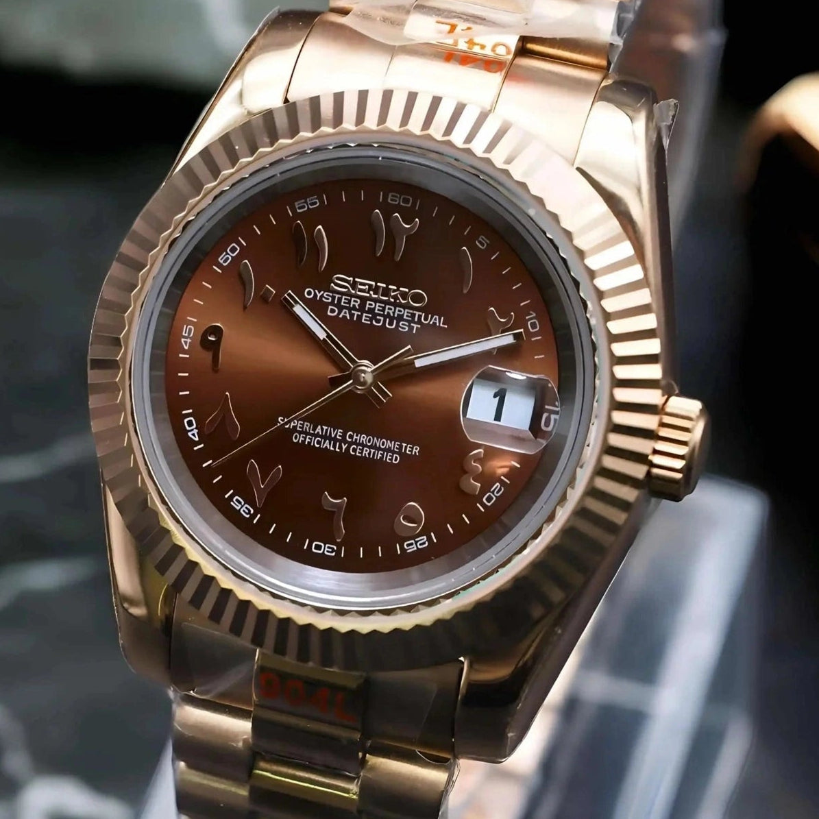 Rose Gold Arabic Brown Dail with Band