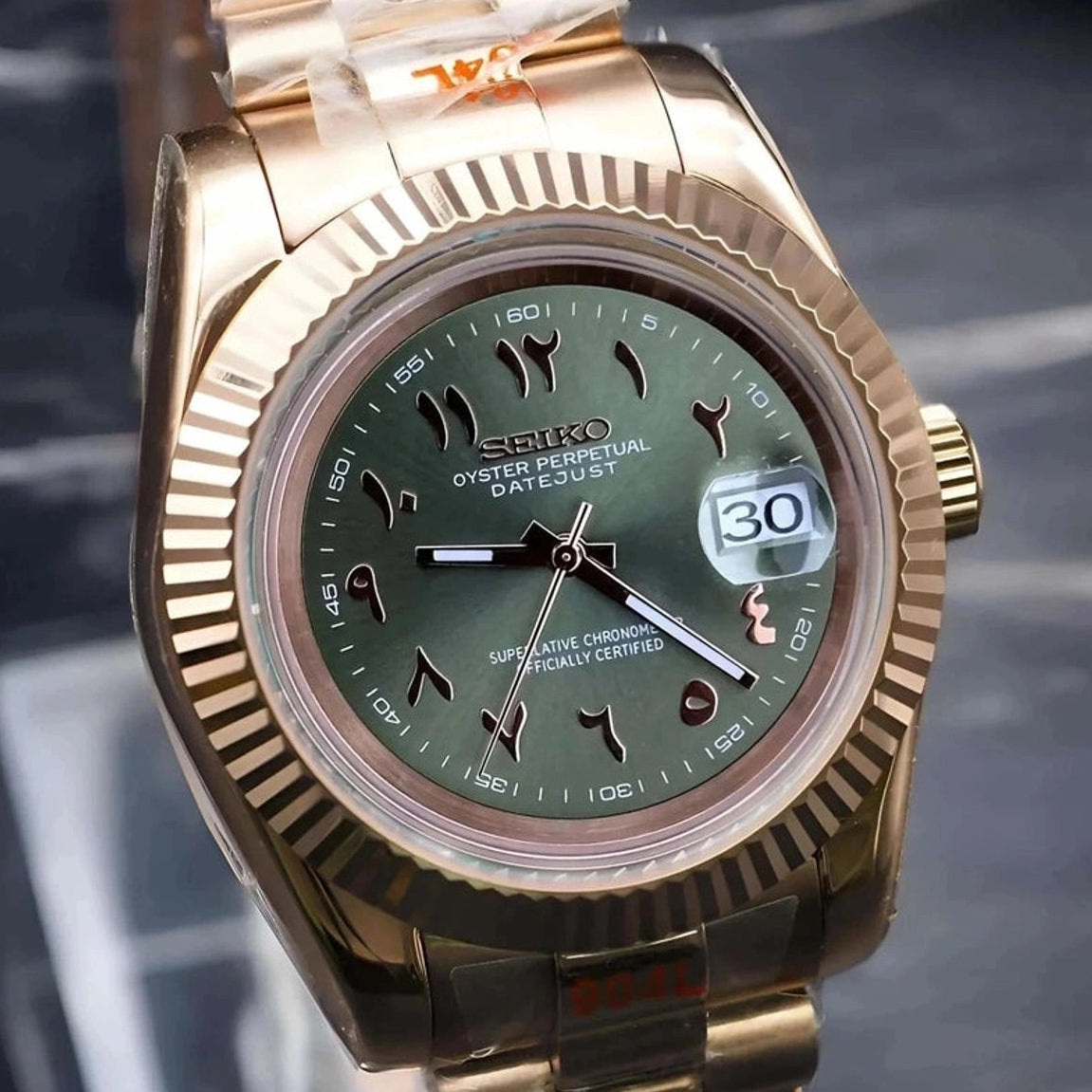 Rose Gold Arabic Olive Green DIal with Band