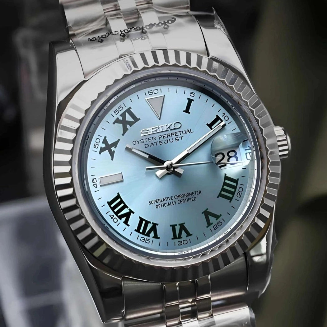 Blue dial with Silver Band