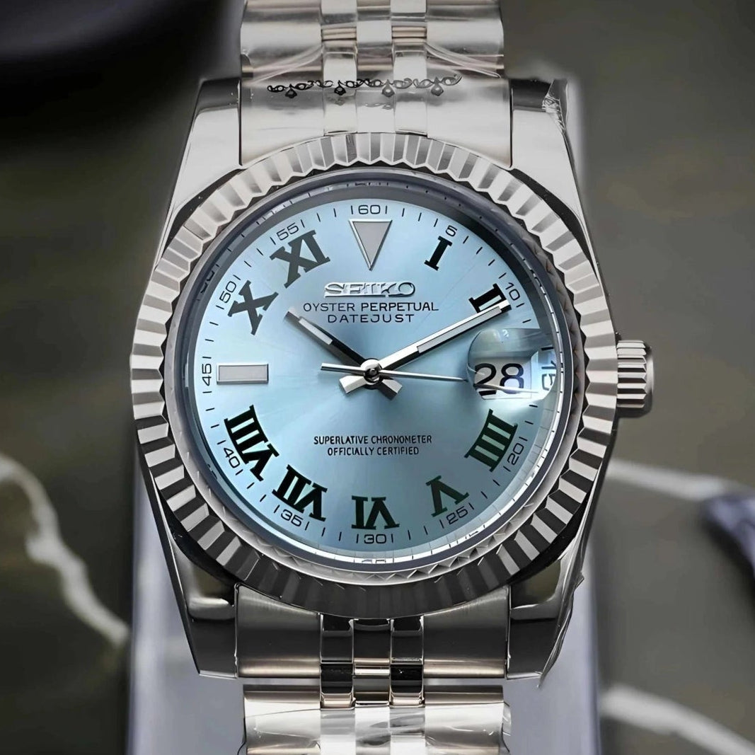 Blue dial with Silver Band