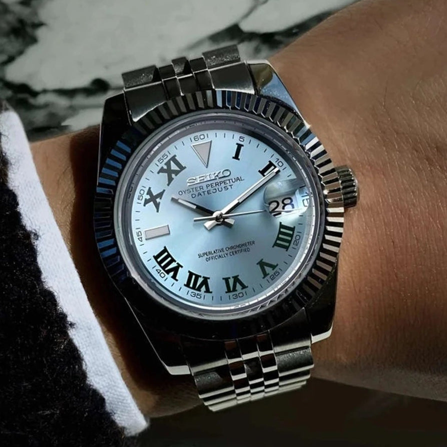 Blue dial with Silver Band