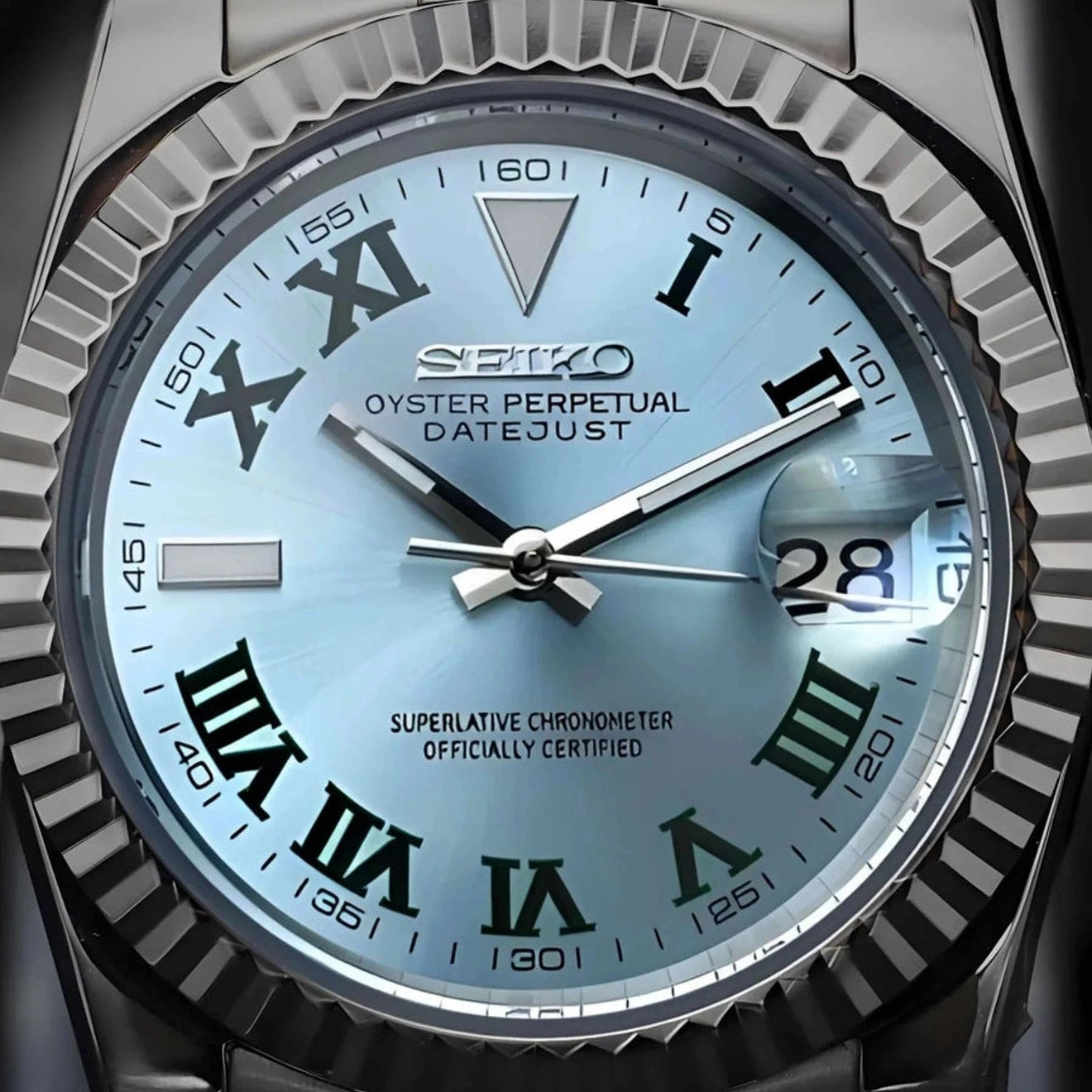 Blue dial with Silver Band