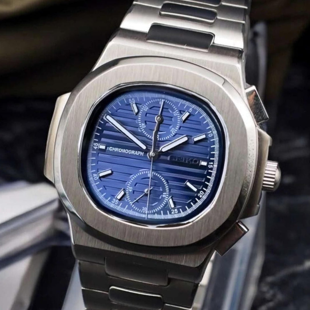 Blue dial with Silver band