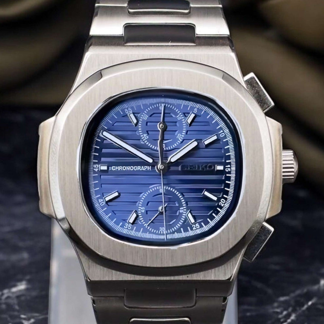 Blue dial with SIlver band