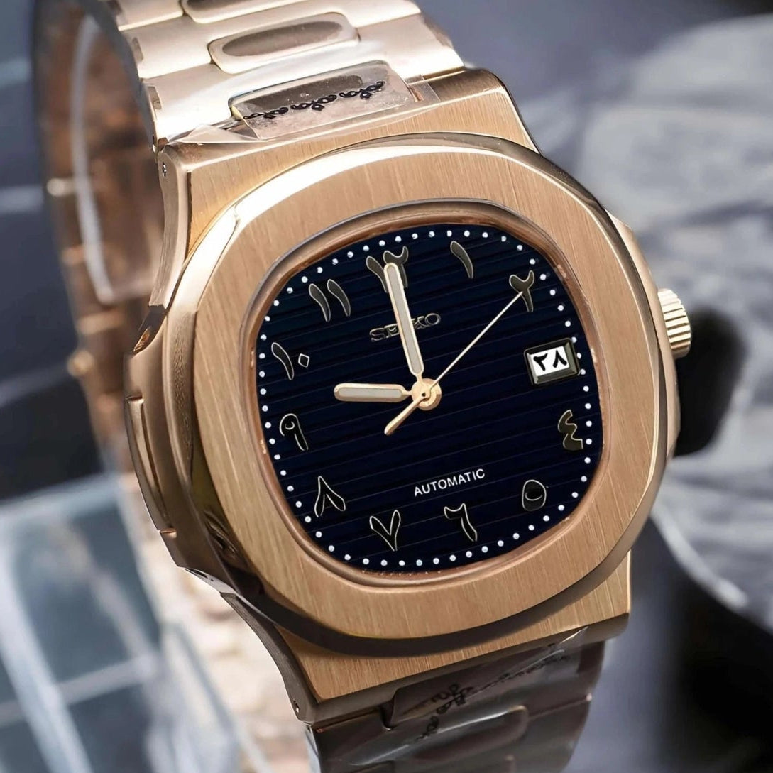 Black dial with rose gold Band