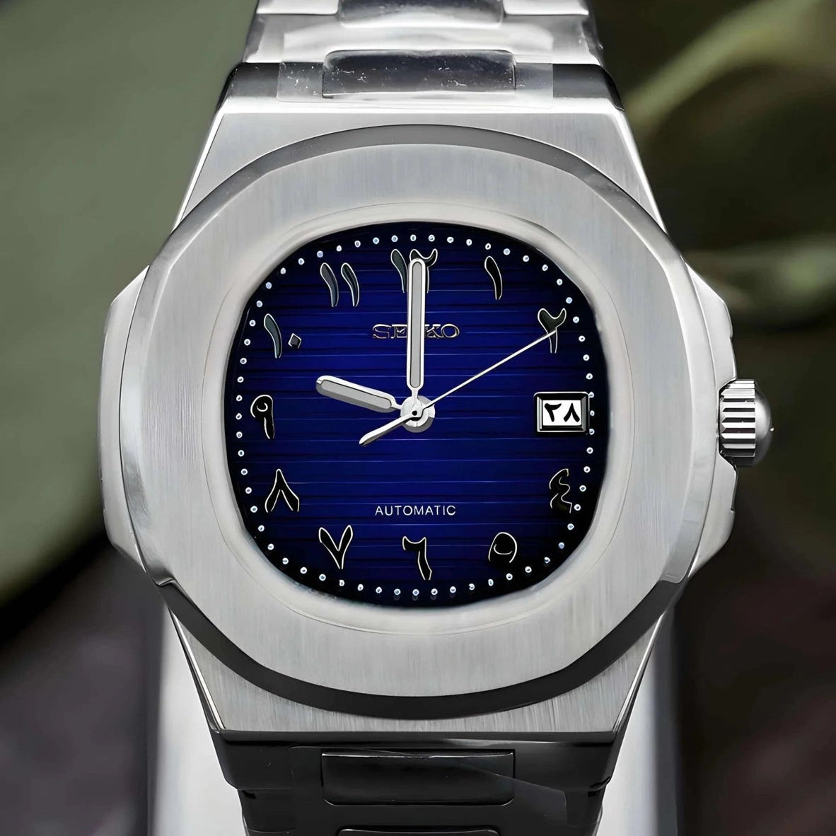 Arabic Blue dial with Silver band