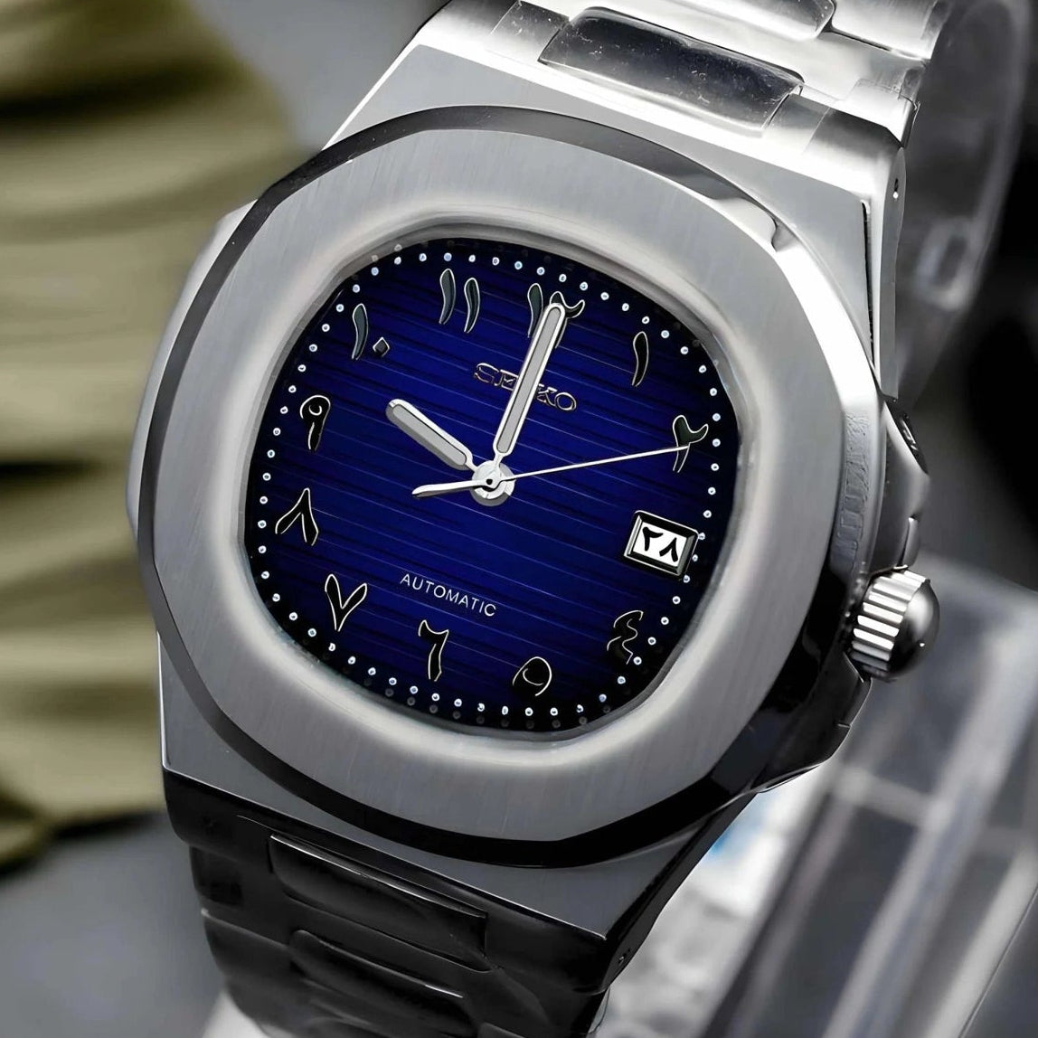 Arabic Blue dial with Silver band