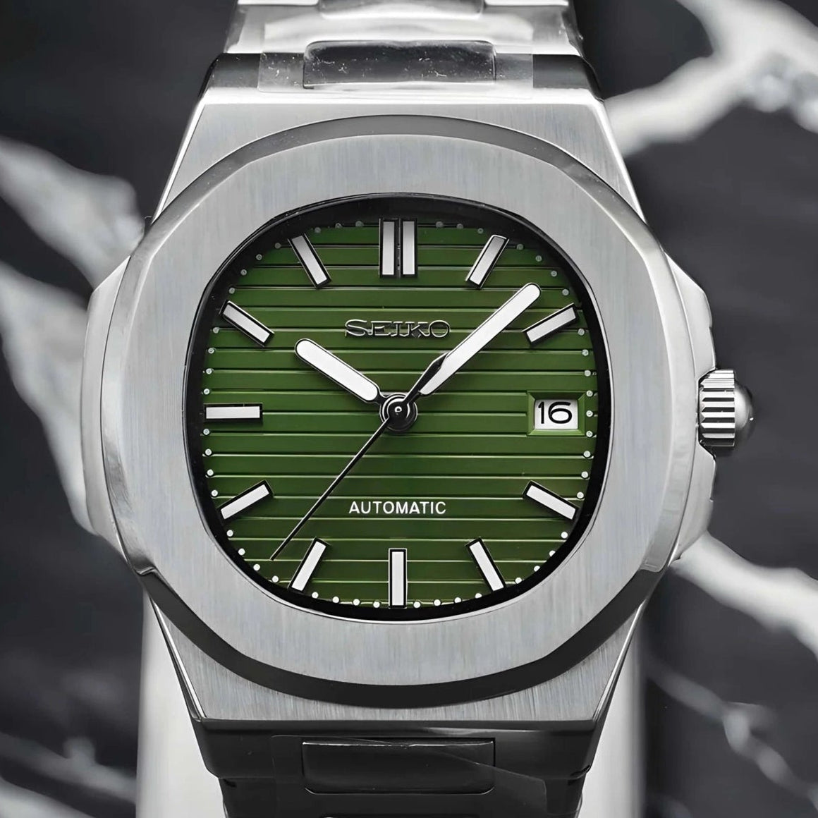 Olive Green dial with silver band
