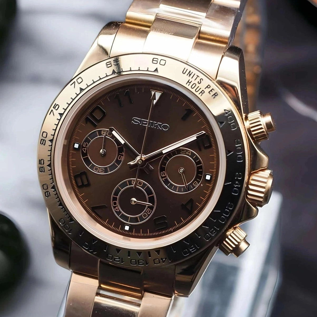 Chocolate brown dial with rose gold luxury watch