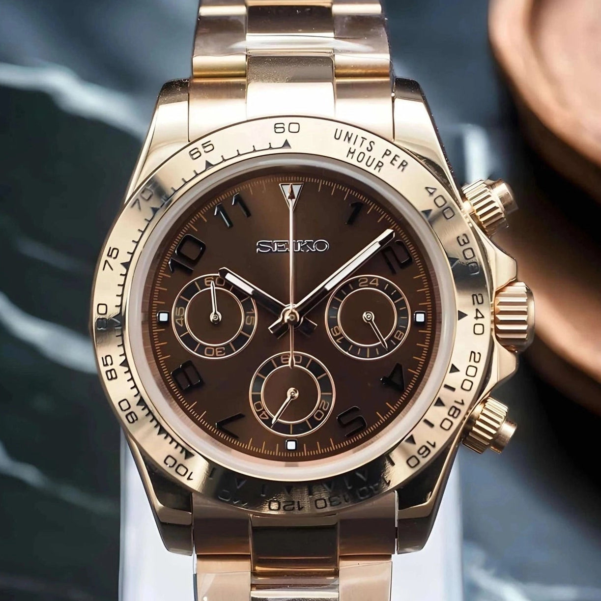 Chocolate brown dial with rose gold luxury watch
