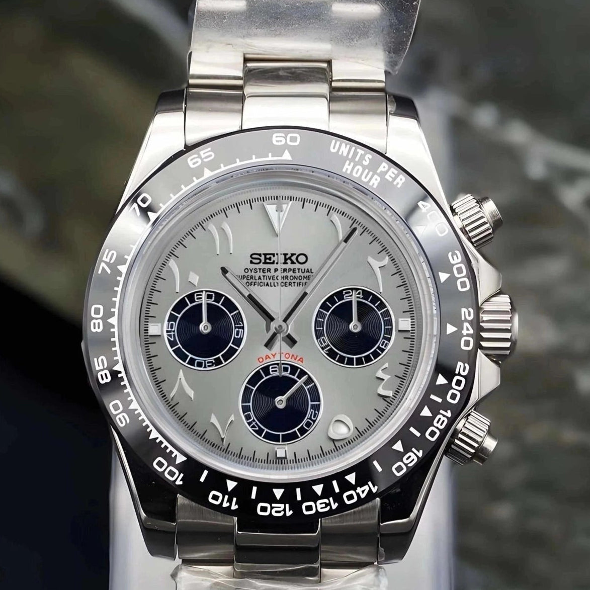 seitona mod silver arabic watch with silver band